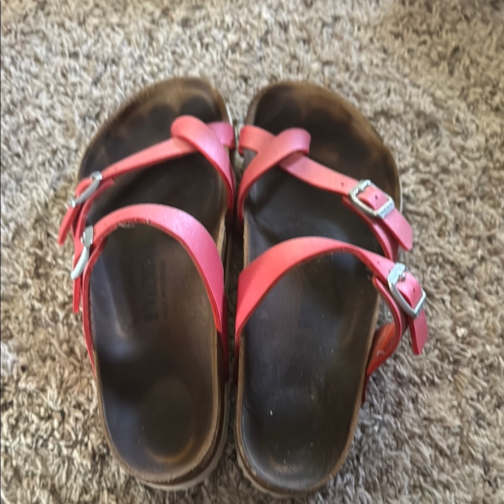 Birkenstock Red Sandals with Contoured Footbed